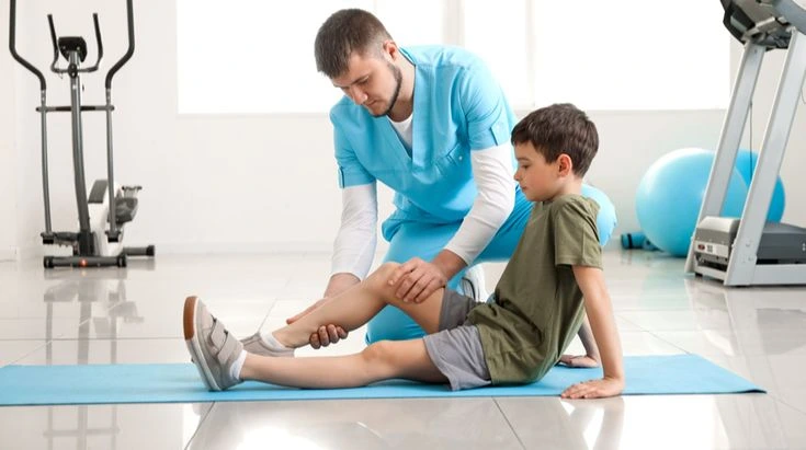 Pediatric physical therapy exercise gym station for balance and motor skills training