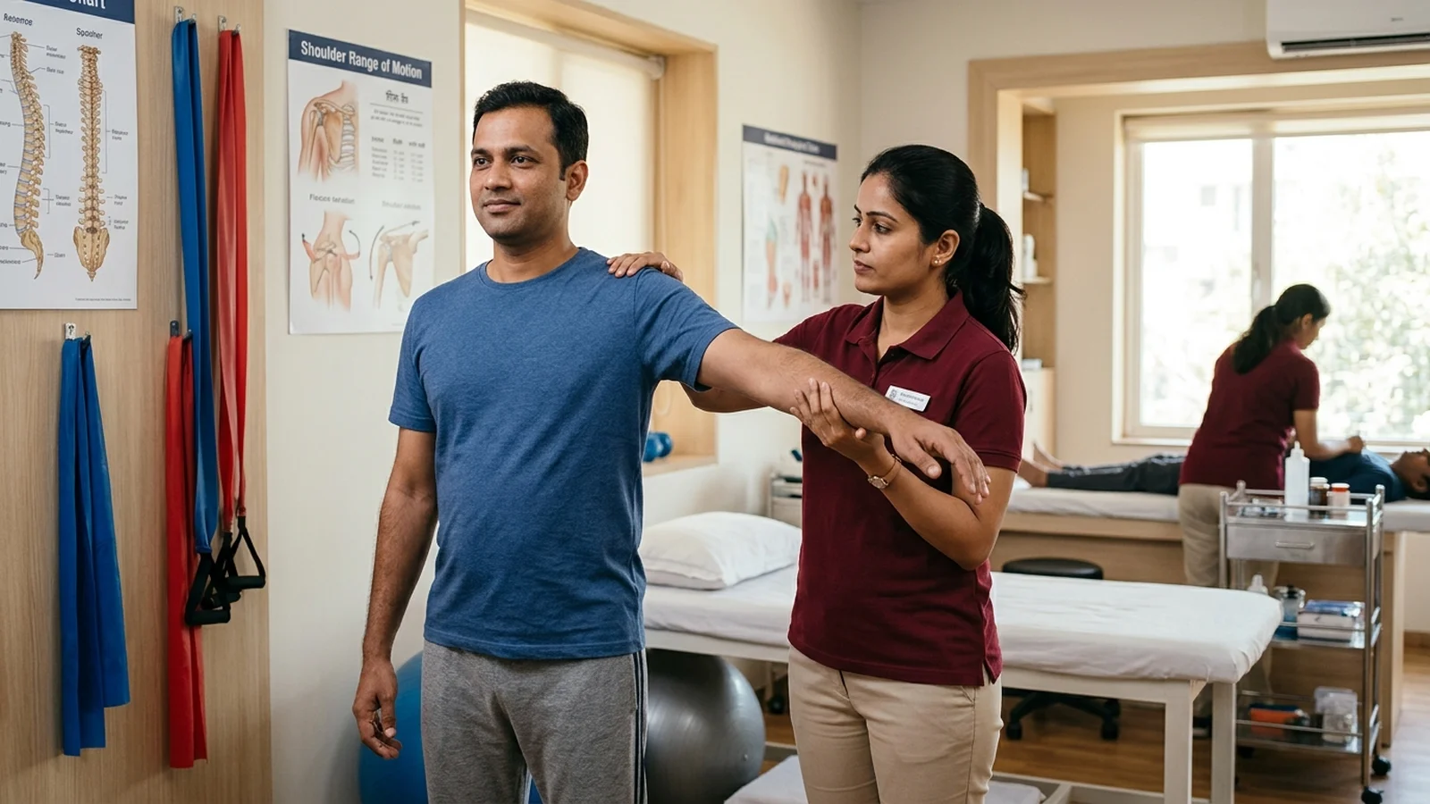 Physiotherapist performing a movement assessment